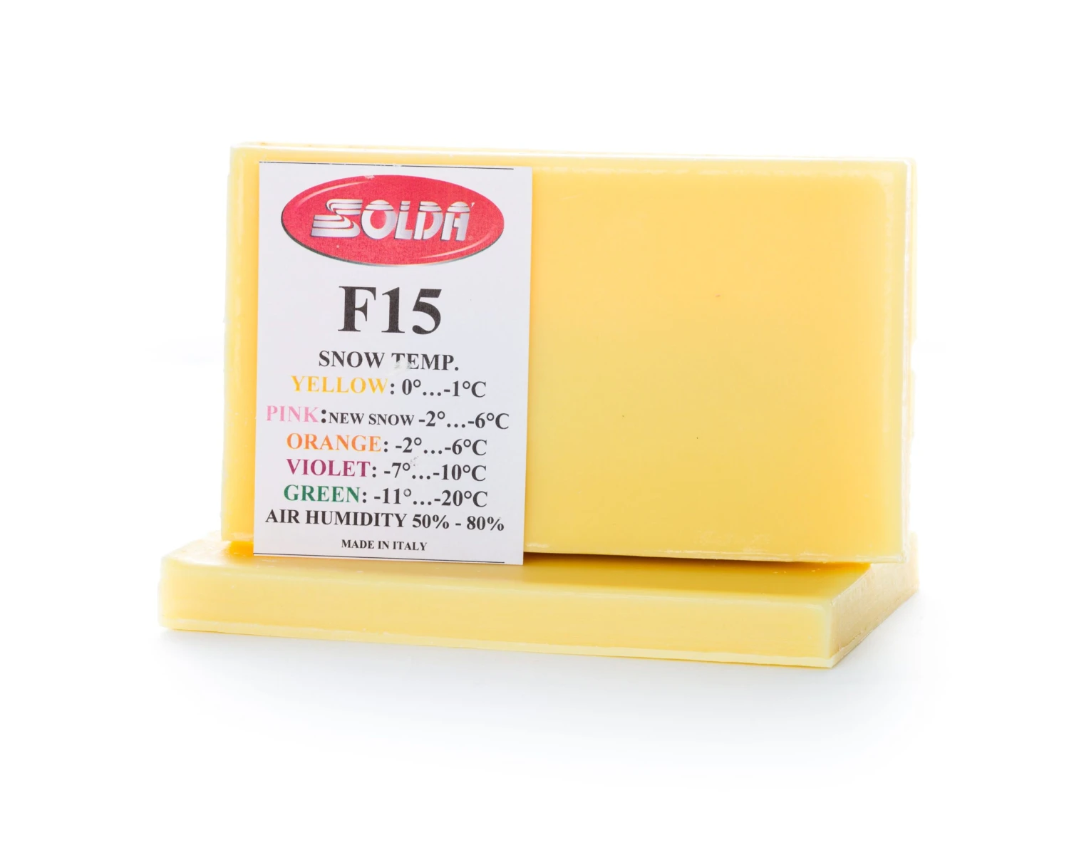 Solda F15 Medium Fluor Glide Wax Yellow +5...-4°C, 500g 3 Solda F15 Medium Fluor Glide Wax Yellow +5...-4°C, 500g